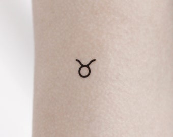 Taurus Zodiac Symbol Temporary Tattoo (Set of 3)