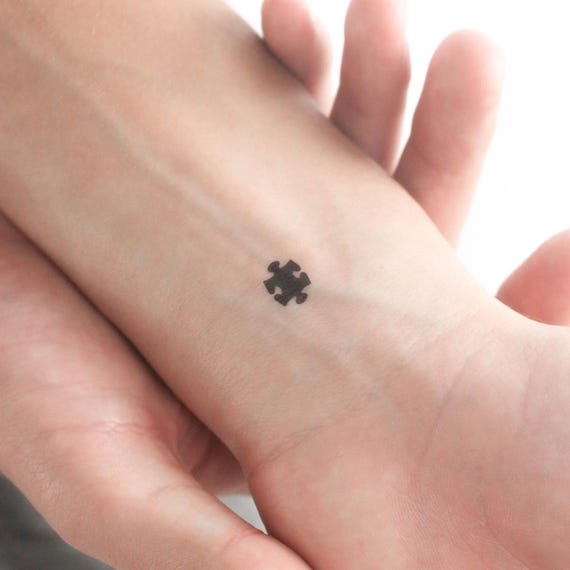 Black Puzzle Piece Temporary Tattoo (set of 3) - Etsy