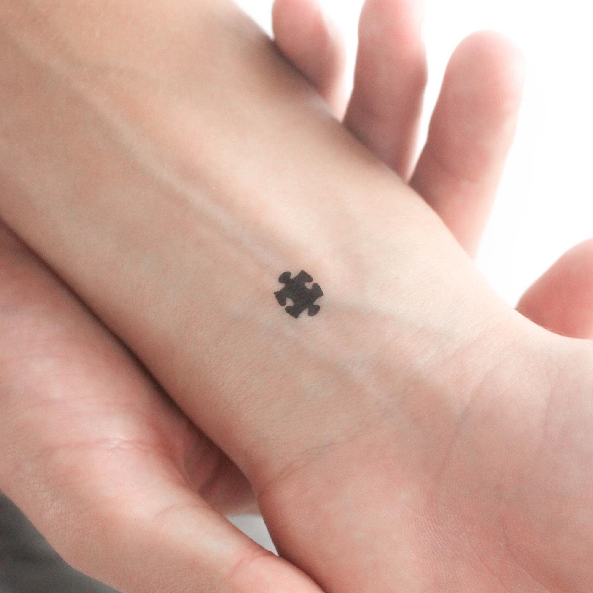 Black Puzzle Piece Temporary Tattoo (set of 3) - Etsy