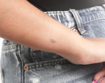 Tatuaje temporal de barco de papel pequeño (juego de 3)