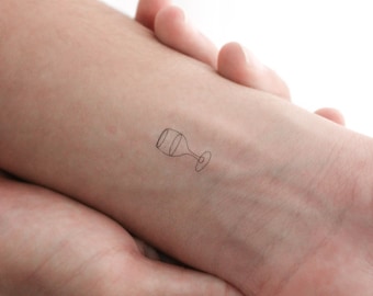 Minimalist Wine Glass Temporary Tattoo (Set of 3)