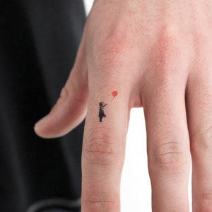 Tatuaggio temporaneo "Tiny Balloon Girl" (set di 3)