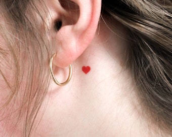Tatuagem temporária de coração vermelho pequeno (conjunto de 3)