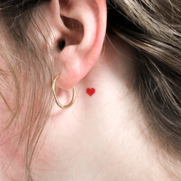 Small Red Heart Temporary Tattoo (Set of 3)