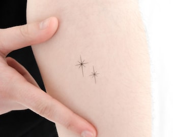 Leuchtendes Stern Paar temporäres Tattoo (3er Set)