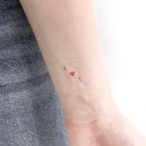 Tatouage temporaire carte As de coeur (lot de 3)