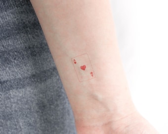 Tatuagem temporária de cartão Ace Of Hearts (conjunto de 3)