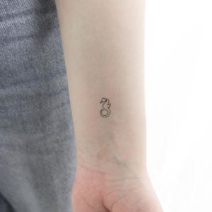 Minimalistisches Seepferdchen temporäres Tattoo (3er Set)