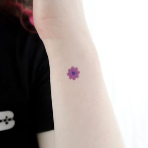 Purple Flower Temporary Tattoo (Set of 3)