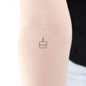 Birthday Cake Temporary Tattoo (Set of 3)