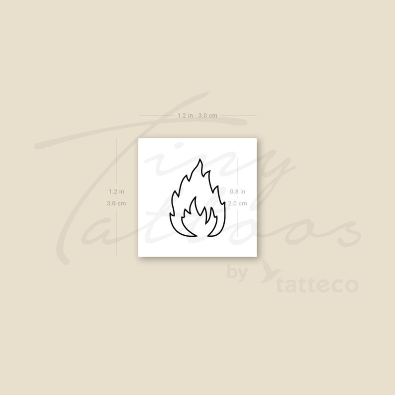 Small Fire Flame Temporary Tattoo (set of 3) - Etsy