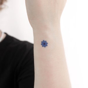 Blue Flower Temporary Tattoo (Set of 3)