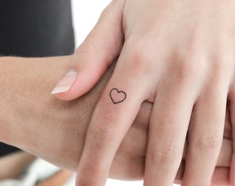 Tatouage temporaire Tiny Heart Outline (Ensemble de 3)