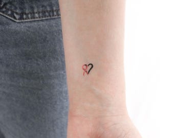 Petit tatouage temporaire avec ruban de sensibilisation au cancer (lot de 3)