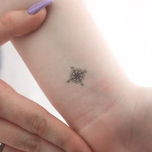 Tiny Compass Rose Temporary Tattoo (Set of 3)