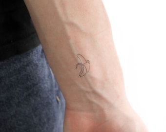 Tatuagem Temporária de Banana Fine Line (Conjunto de 3)