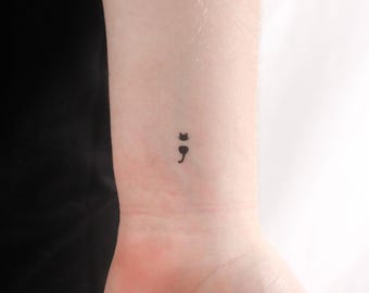 Kleine Katze Semikolon temporäres Tattoo (3er Set)