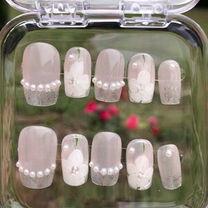 Camellia Pink Short Fake Nails, Best Cute Nails for Summer Vacation