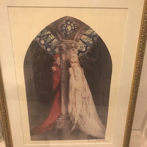 Louis Icart.  Margueritte and Devil Original etching, hand-signed, and embossed with logo and louis icart paris 1923.