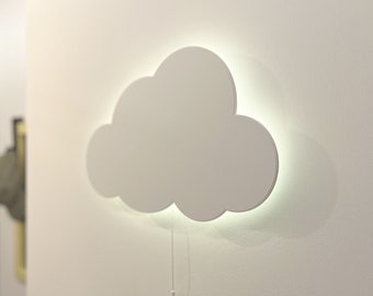 Applique nuage luminaire sur piles - Veilleuse chambre bébé - Décoration murale chambre enfant - Meubles pour enfants - Led Blanc Chaud