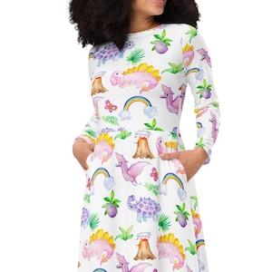 Dinosaur and Volcano Teacher Dress, Dress with Pockets, Science Teacher Dress, Miss Frizzle Dress, Volcano Dress, Dinosaur Dress, Archeology
