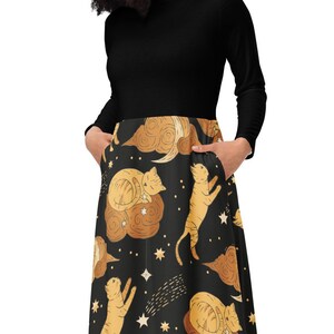 Halloween Cat Dress, Witchy Dress, Halloween Witch Dress, Miss Frizzle Dress, Celestial Dress, Stars Dress, Galaxy Aesthetic, Zodiac Dress