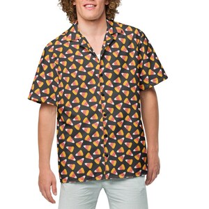 Candy Corn Mens Shirt, Teacher Halloween Shirt, Fun Halloween Hawaiian Shirt