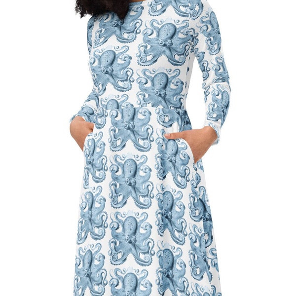 Octopus Dress, Adult Dress with Pockets, Oceanography Dress, Marine Biologist Dress, Octopus Lover Dress, Comfortable Teacher Dress, Ocean