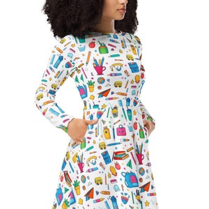 School Teacher Dress, Back to School Dress, ABC Dress, Fun Classroom, Elementary Teacher, Teacher Gifts, Miss Frizzle Dress, Homeschool