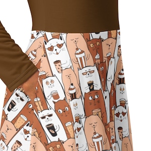 Hot Chocolate Cats, Cat Lover Dress With Pockets