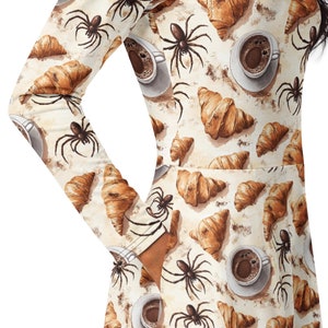 Vestido de café de Halloween, vestido de café espeluznante, croissant de Halloween, café de Halloween, café de Halloween