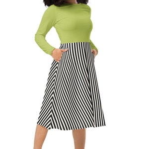 Chic Halloween Dress, Cool Girl Halloween, Striped Dress, Black and White Striped