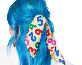 Colorful Numbers All Over Print Bandana, Math Teacher Accessory, Math Teacher Scarf