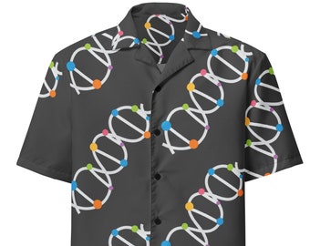 DNA Hawaiian Shirt, DNA Strand, Science Lover, Biology, Oversized Camp Collar
