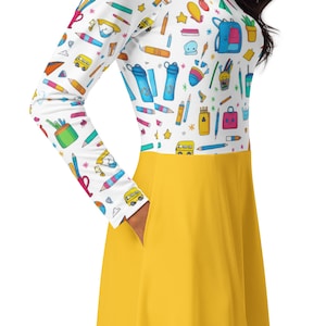 Vestido colorido de maestra, vestido divertido para educador