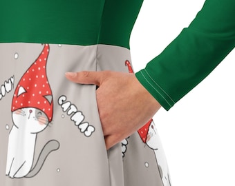 Christmas Cat Holiday Party Dress, Meowy, Cat Lover Gift - Etsy