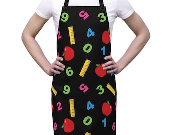 Teacher Apron, Apples and Numbers Apron, Teaching Supplies, School Supplies, Counting Apron, Kindergarten Teacher Apron, Teacher Gift