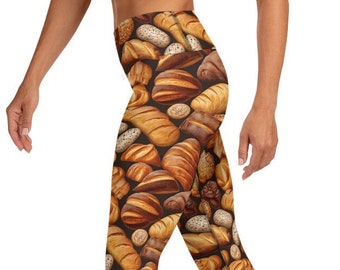 Brot-Themen-Yoga-Leggings, lustige hoch taillierte Leggings, Brotliebhaber-Geschenk, Bäcker-Outfit, Bäcker-Kleidung, Bäcker-Geschenk