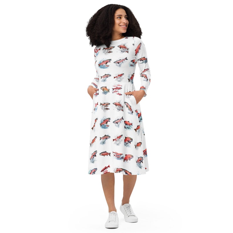 Salmon Dress, Biology Teacher, Biology Gifts, Teacher Dress, Elementary Teacher Dress, Kindergarten Teacher Dress