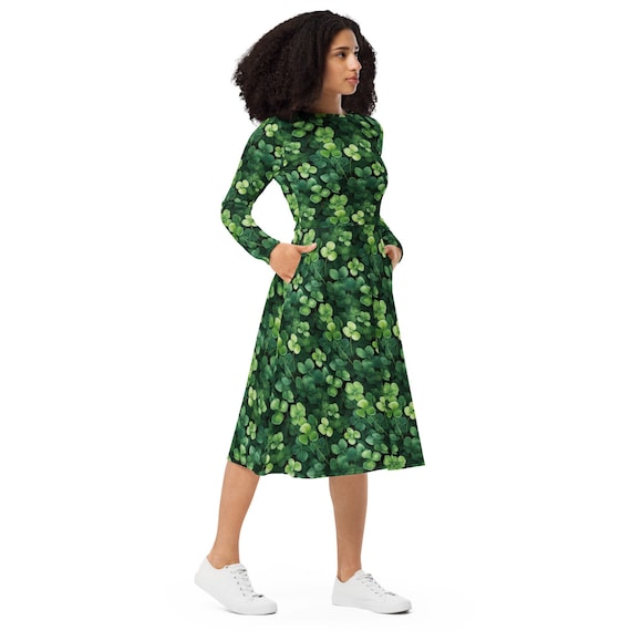 green clover dress Women's Aisling Sequin Clover Mini Dress in Green