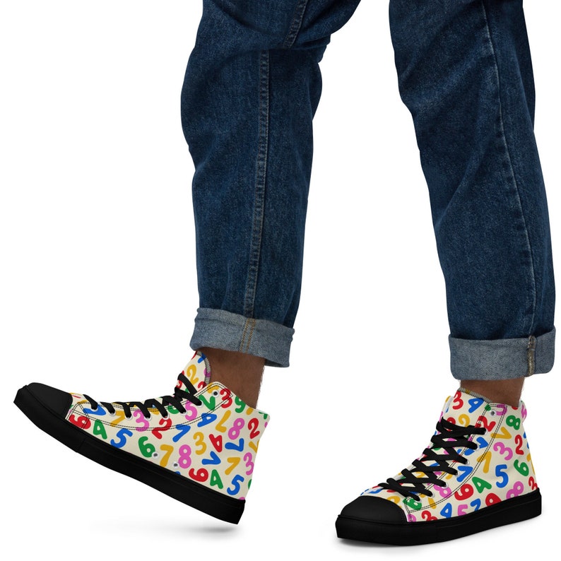 Fun Numbers Men’s High Top Canvas Shoes, Shoes for Teachers, Educator ...