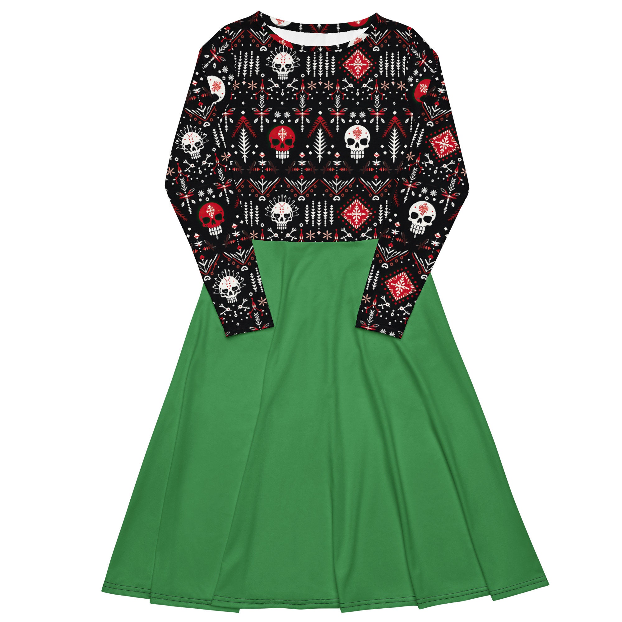 Goth Christmas Dress, Skulls Christmas Dress