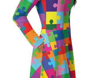 Puzzle Lover Dress, Jigsaw Puzzle Dress, Jigsaw Puzzle Dress