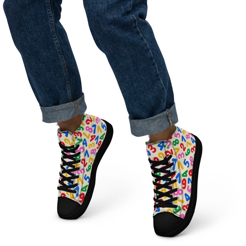 Fun Numbers Men’s High Top Canvas Shoes, Shoes for Teachers, Educator ...