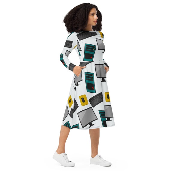 african print dress dresses Autumn African Print Dresses for Women Elegant African Long Sleeve V-n –  Mega Mart Center main image 1