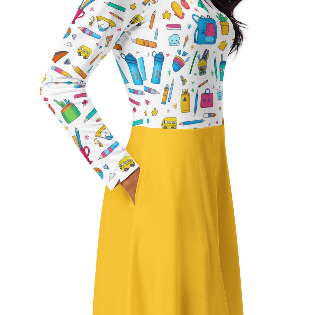 Pattern Print Teacher Dress