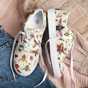 Insect Themed Women’s Canvas Shoes, Bug Lover Gift, Cottage Core Shoes
