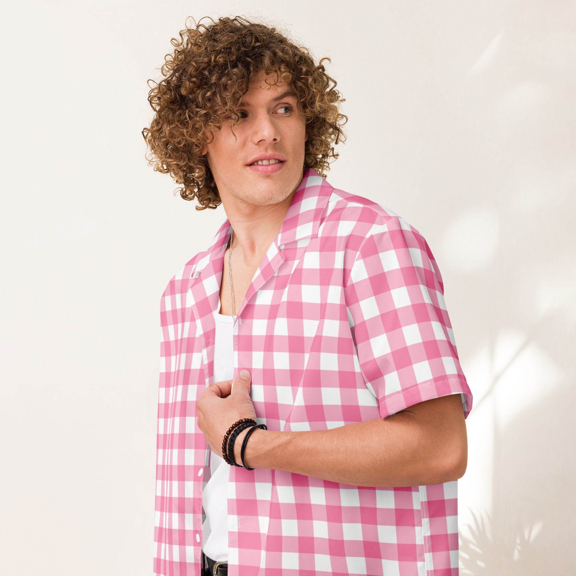 pink gingham dress shirt SOLMAR Pink Gingham Long Sleeve Shirt Women's Shirt Cotton M