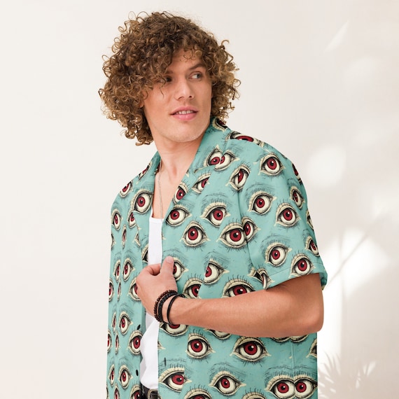 Eyeball Shirt, Goblincore Hawaiian Shirt, Weirdcore Shirt, Funky Shirt, Quirky Teacher Outfit
