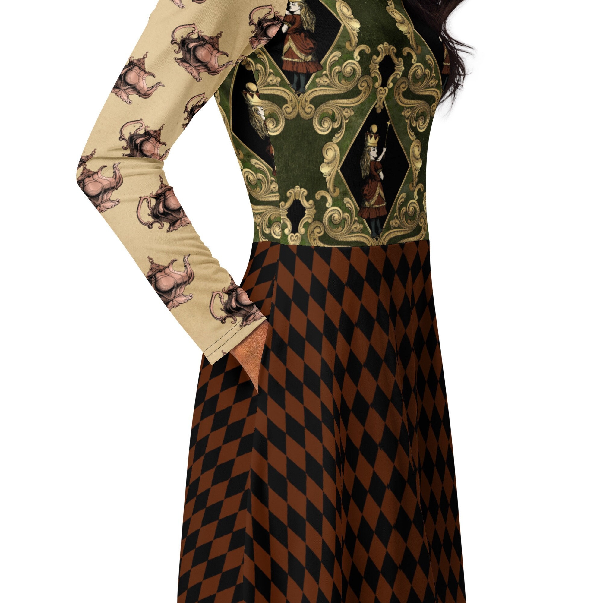 green emerald velvet dress 1960s Halloween Mad Hatter Inspired Costume Set